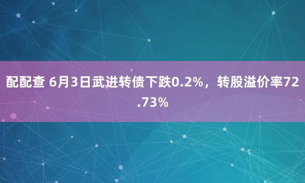 配配查 6月3日武进转债下跌0.2%，转股溢价率72.73%